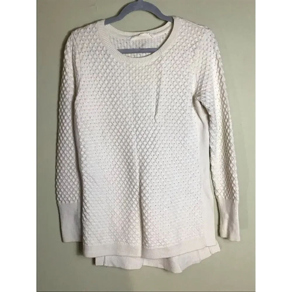 Athleta Honeycomb Cream Color Sweater Cozy Tunic, merino wool blend Sz Medium